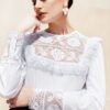 Camașa  romantica albă cu dantela tradiționala de bumbac - IIANA