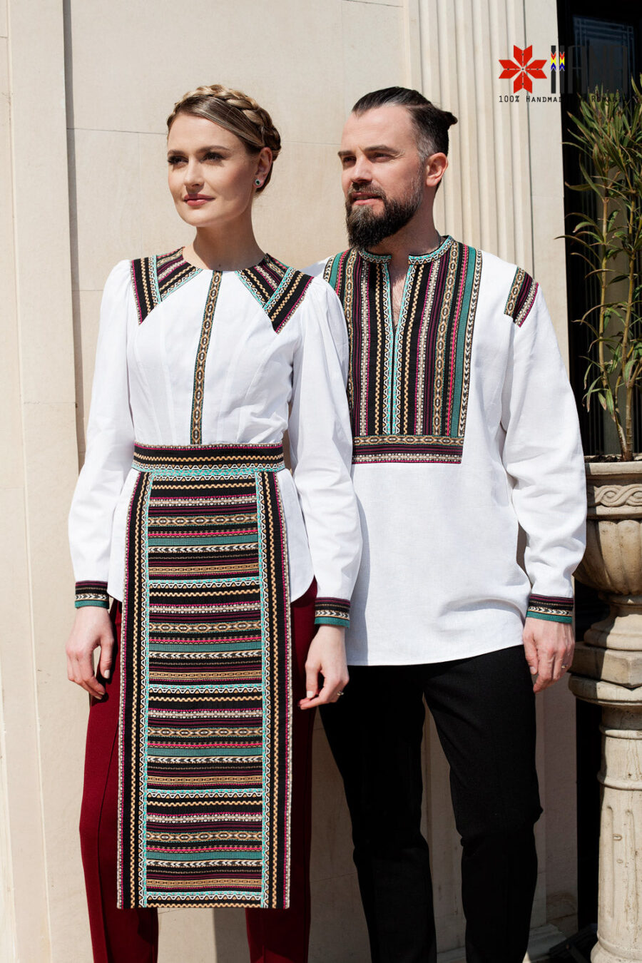 Camasa Barbateasca Etno Modern cu Motive Populare - IIANA
