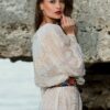 Rochie Ie Traditionala Romaneasca cu Matase Aurie Brodata Manual Motivul Matase - IIANA
