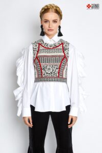 Pieptar cu Dichis Dama Tesut Cu Motive Florale si Geometrice Traditionale