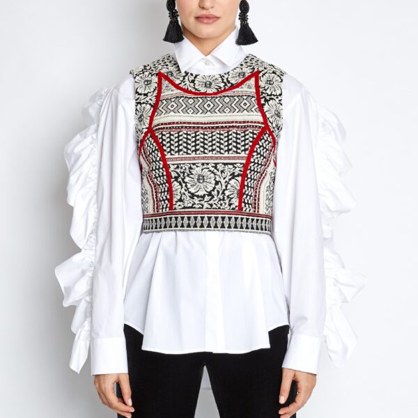 Pieptar cu Dichis Dama Tesut Cu Motive Florale si Geometrice Traditionale - IIANA