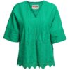 Bluza kimono verde din batist de bumbac și broderie tridimensională - IIANA