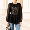 Bluză neagră cu Corset Integrat - IIANA