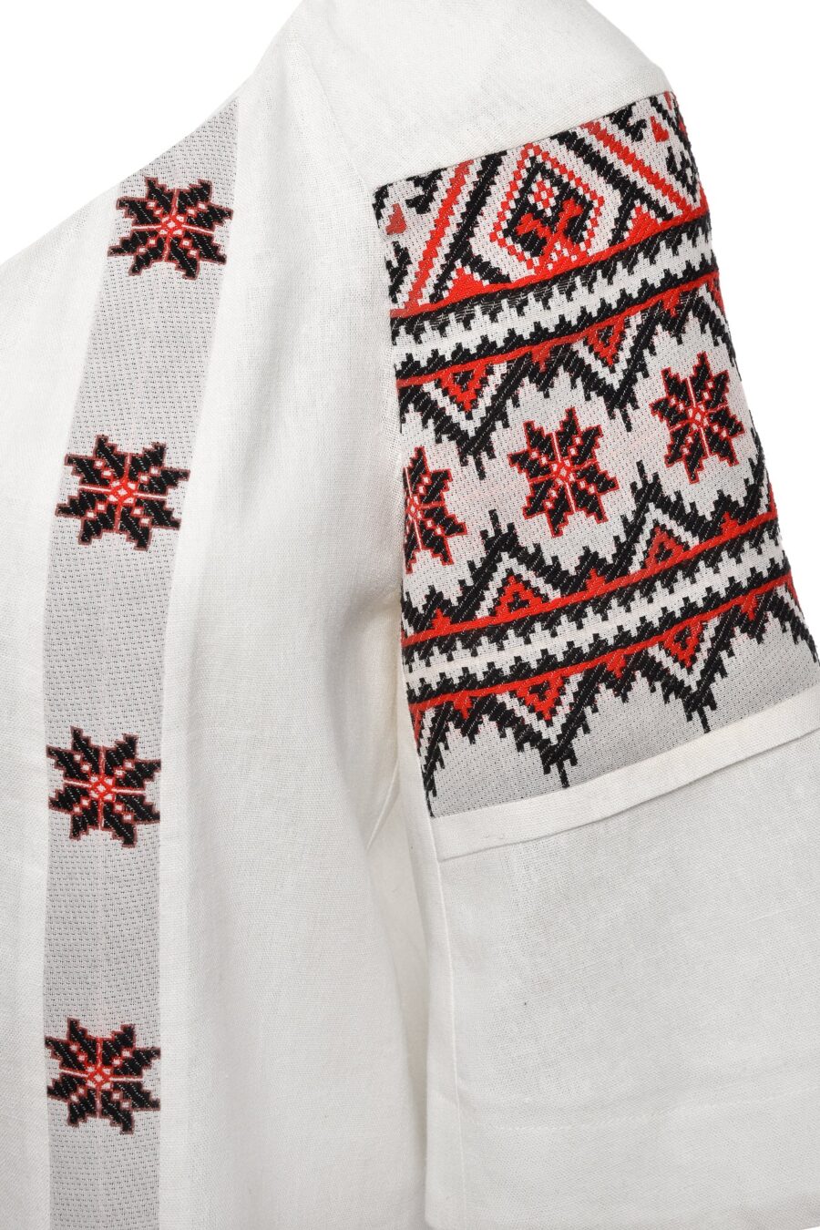 Ie stilizată albă din in și jacquard etnic țesut Camelia - IIANA