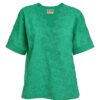 Bluză chimono verde din batist de bumbac și broderie tridimensională - IIANA