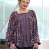 Bluza Sânziana din viscoză imprimată digital cu motive geometrice și florale - IIANA