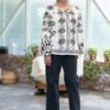 Bluza din in imprimat digital cu motive florale stilizate - IIANA