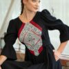 Rochia etno din muselină neagră și corset românesc din jacquard tradițional - IIANA