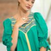 Rochia Matilda verde smarald cu broderie tridimensională - IIANA