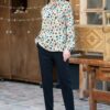 Cămașa animal print pictural  în verde mentă - IIANA