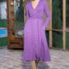 Rochia Kira din tricot lila cu nasturi tip perlă - IIANA