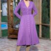 Rochia Kira din tricot lila cu nasturi tip perlă - IIANA
