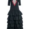 Rochie stilizată din jerseu negru cu volane - IIANA