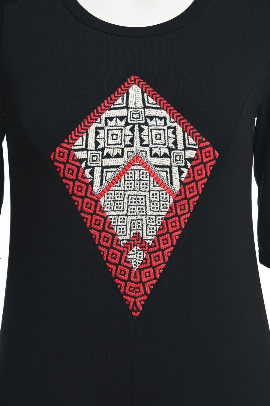 Rochie stilizată din jerseu negru cu volane - IIANA
