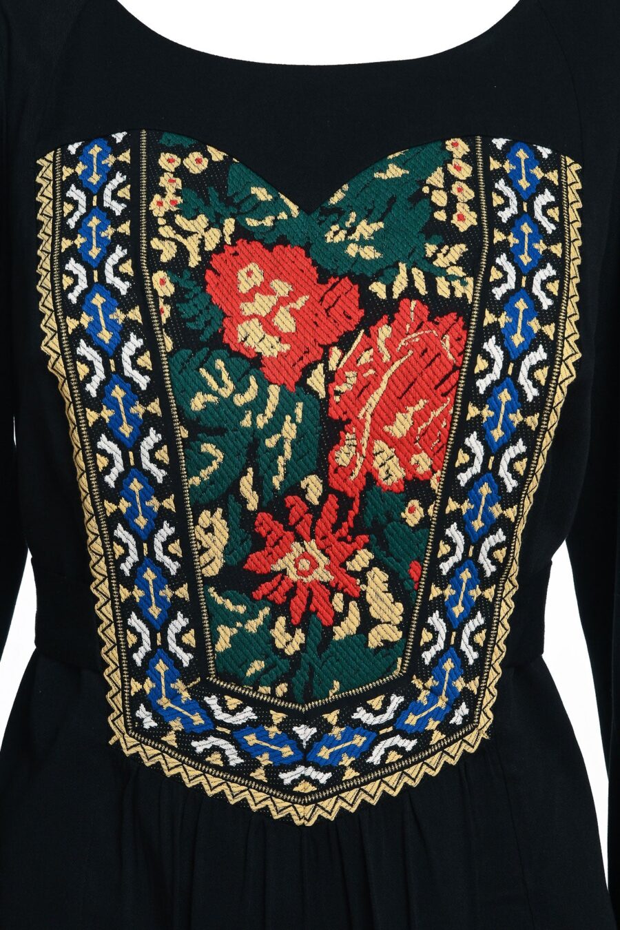 Bluza românească  cu corset din jacquard țesut cu motive florale și geometrice - IIANA