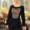 Bluza românească  cu corset din jacquard țesut cu motive florale și geometrice - IIANA