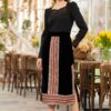 Fusta din catifea de mătase și jacquard țesut auriu cu roșu - IIANA