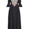 Rochia etno din muselină neagră și corset românesc din jacquard tradițional - IIANA