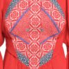 Rochia etno din muselină roșie și corset românesc din jacquard tradițional - IIANA