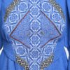 Rochia etno din muselină albastru regal și corset românesc din jacquard tradițional - IIANA