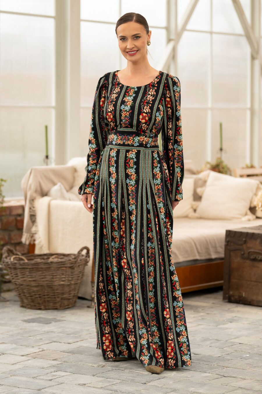 Rochia lungă din viscoză imprimată  Boho bloom - IIANA
