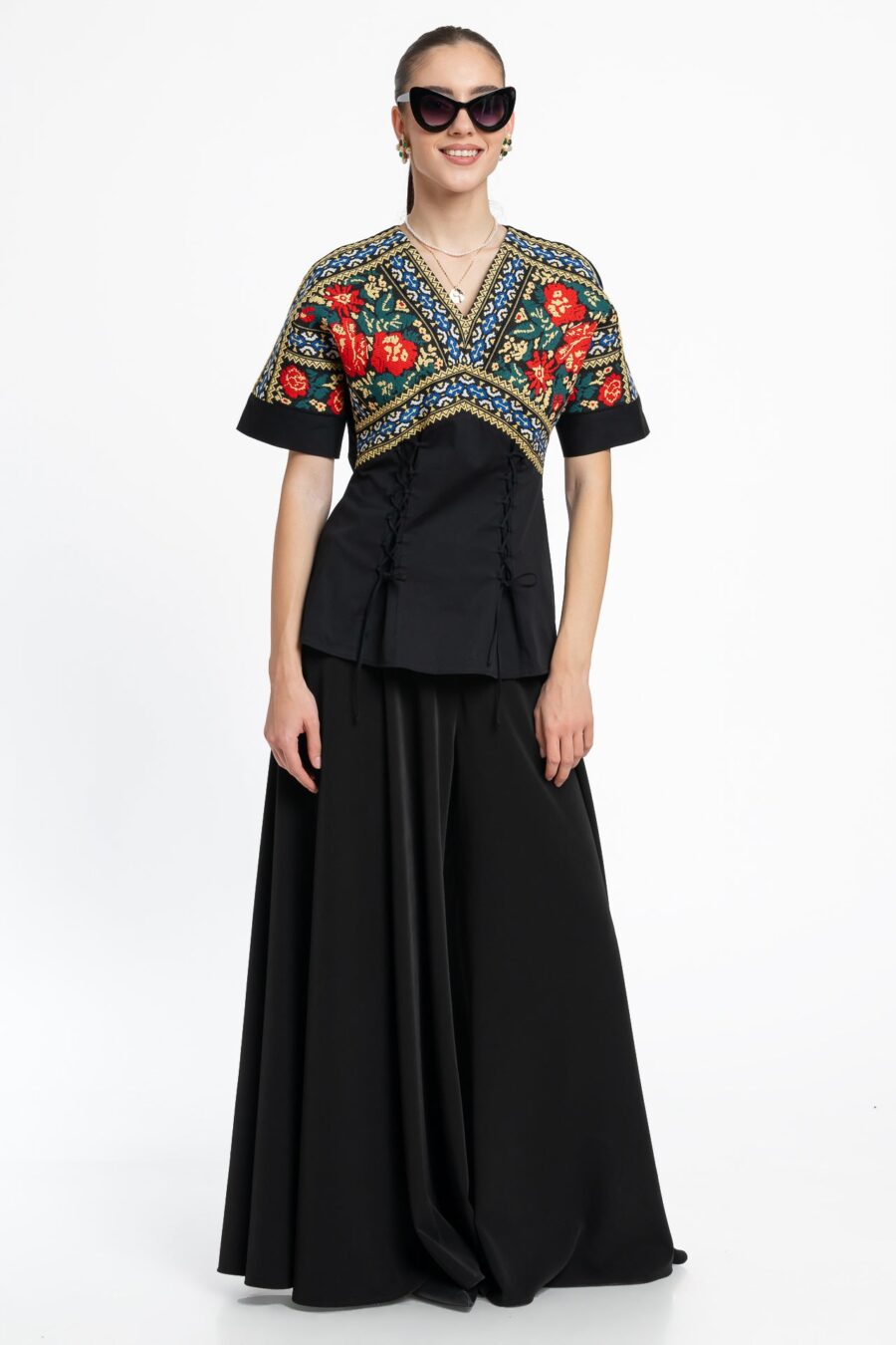 Bluză kimono Zen cu jacquard etnic țesut - IIANA