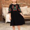 Rochita neagra pentru fetite cu motive traditionale Divna 4-7 ani - IIANA