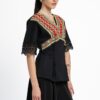 Bluză kimono cu dantelă tradițională și jacquard etnic țesut - IIANA