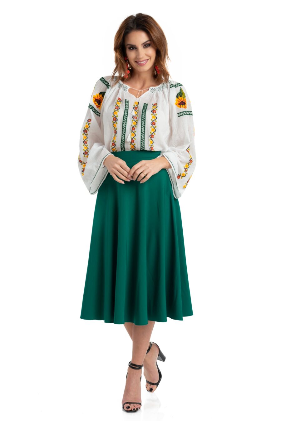 Ie Traditionala Romaneasca Maneca Lunga Motivul Floarea Soarelui - IIANA