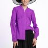 Cămașa violet din batist de bumbac și broderie tridimensională - IIANA
