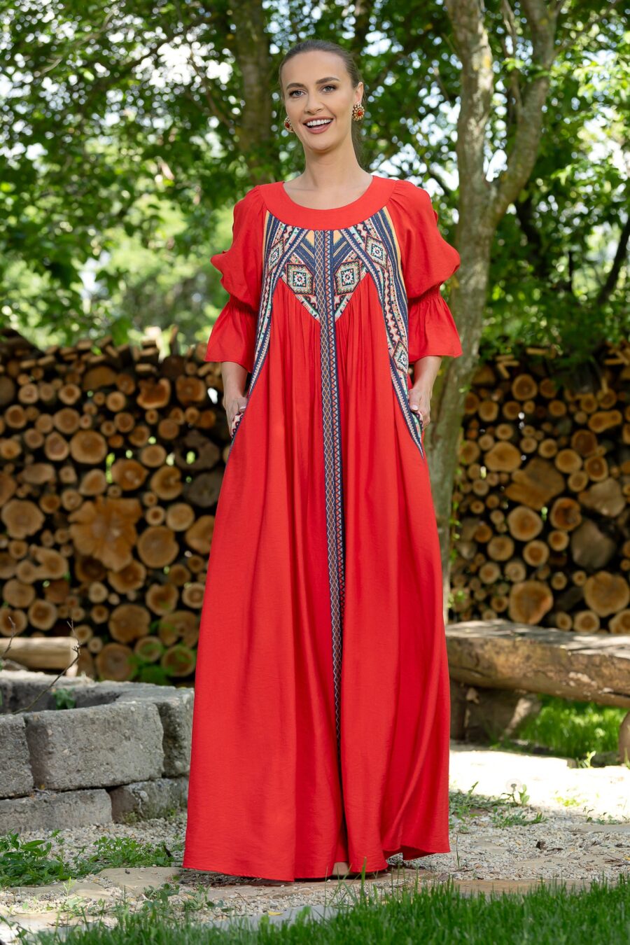 Rochie lungă roșie Minodora - IIANA