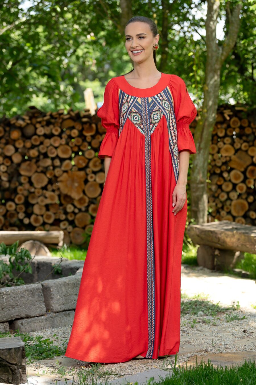 Rochie lungă roșie Minodora - IIANA
