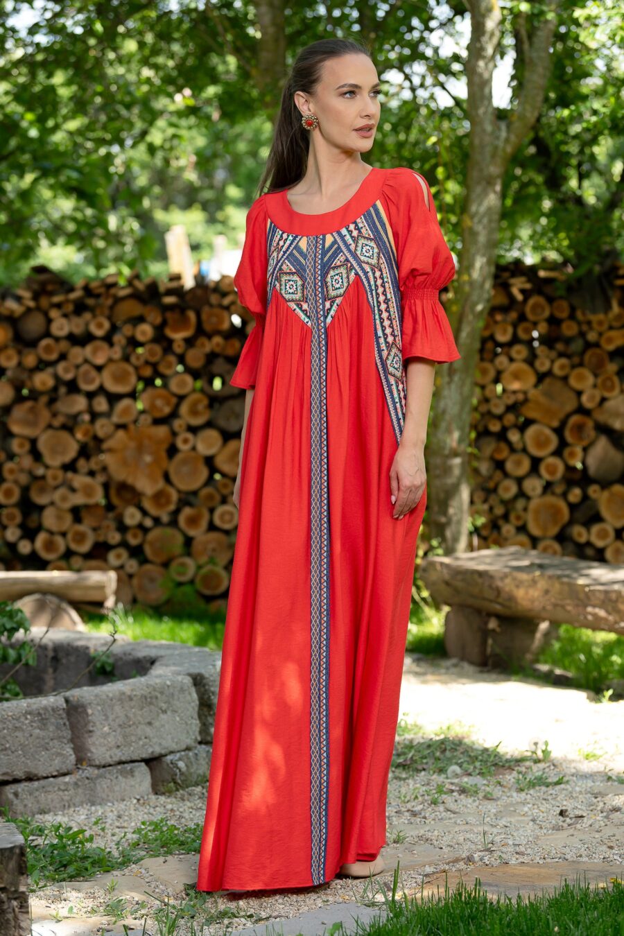 Rochie lungă roșie Minodora - IIANA