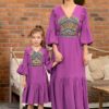 Rochia Lila din pânză de bumbac și jacquard etnic țesut - IIANA