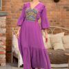 Rochia Lila din pânză de bumbac și jacquard etnic țesut - IIANA