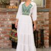 Rochia albă din pânză topită cu jacquard țesut Viviana - IIANA