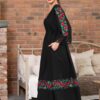 Rochie tradițională din in cu jacquard țesut și dantelă românească - IIANA