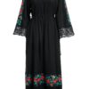Rochie tradițională din in cu jacquard țesut și dantelă românească - IIANA