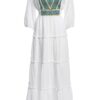 Rochia albă din pânză topită cu jacquard țesut Viviana - IIANA