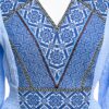 Rochia bleu din pânză topită cu jacquard țesut Alvina - IIANA