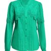 Camașa verde din batist de bumbac și broderie tridimensională - IIANA