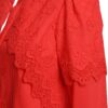 Cămașa roșie din batist de bumbac și broderie tridimensională - IIANA