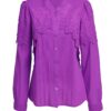 Cămașa violet din batist de bumbac și broderie tridimensională - IIANA
