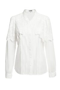 Cămașa albă din batist de bumbac și broderie tridimensională