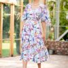 Rochie midi din viscoză cu flori mari Malini - IIANA