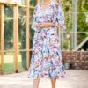 Rochie midi din viscoză cu flori mari Malini - IIANA