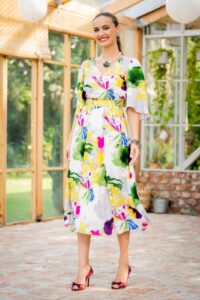 Rochia midi picturală Maribel