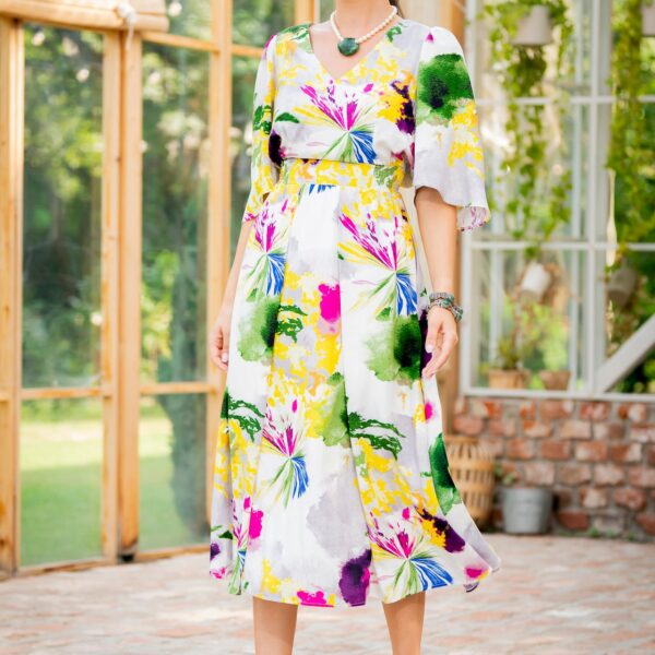 Rochia midi picturală Maribel - IIANA