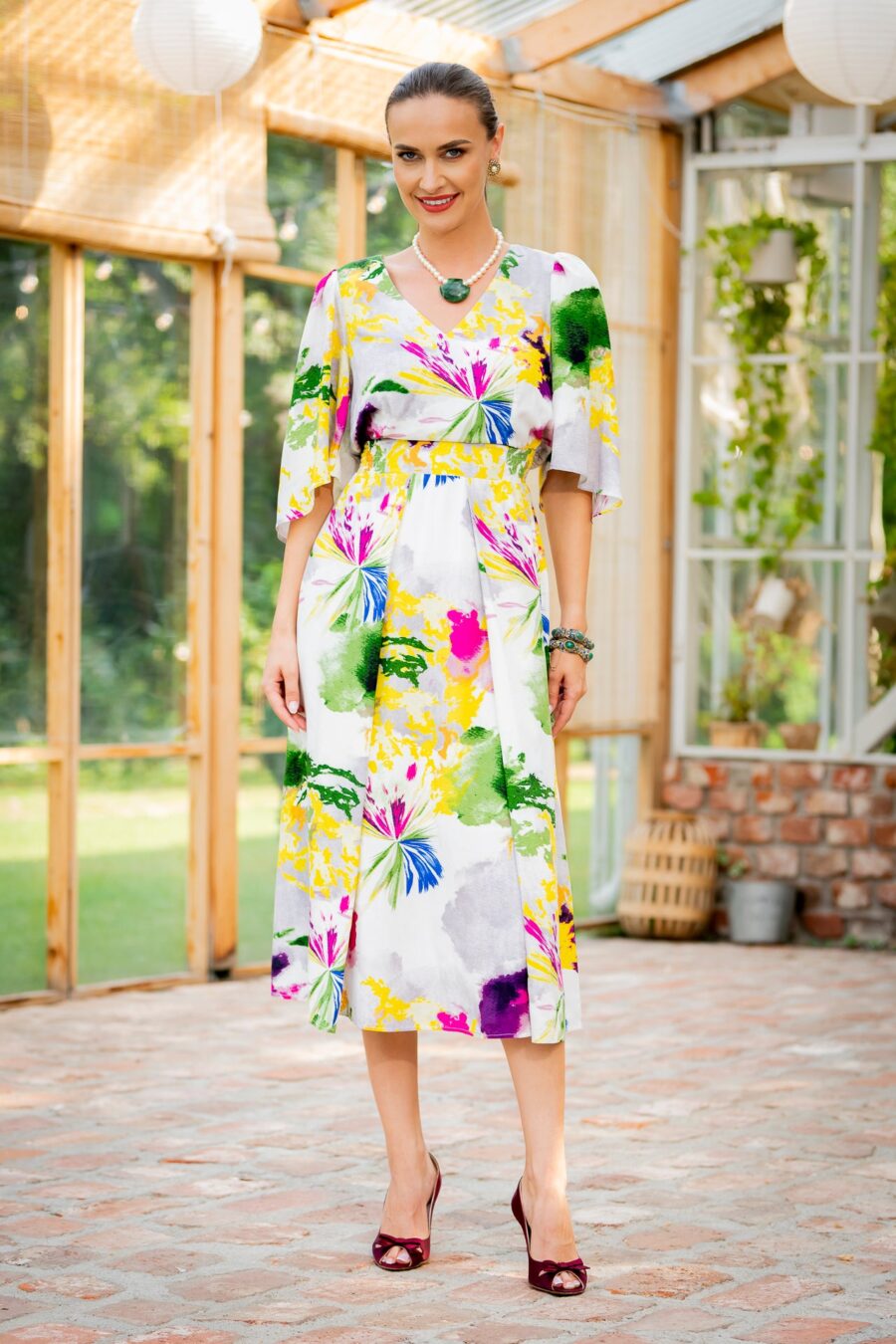 Rochia midi picturală Maribel - IIANA