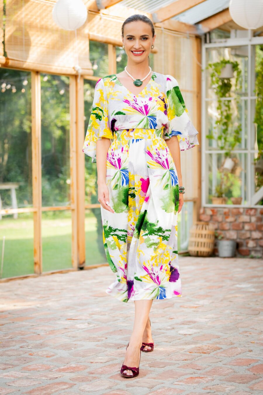 Rochia midi picturală Maribel - IIANA
